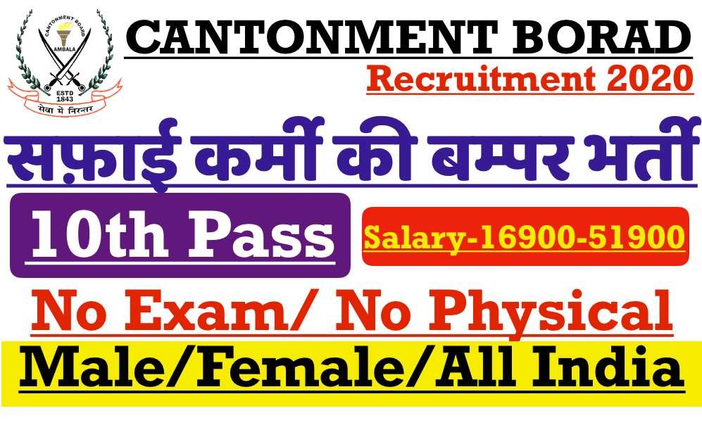 CANTONMENT BOARD RECRUITMENT 2020