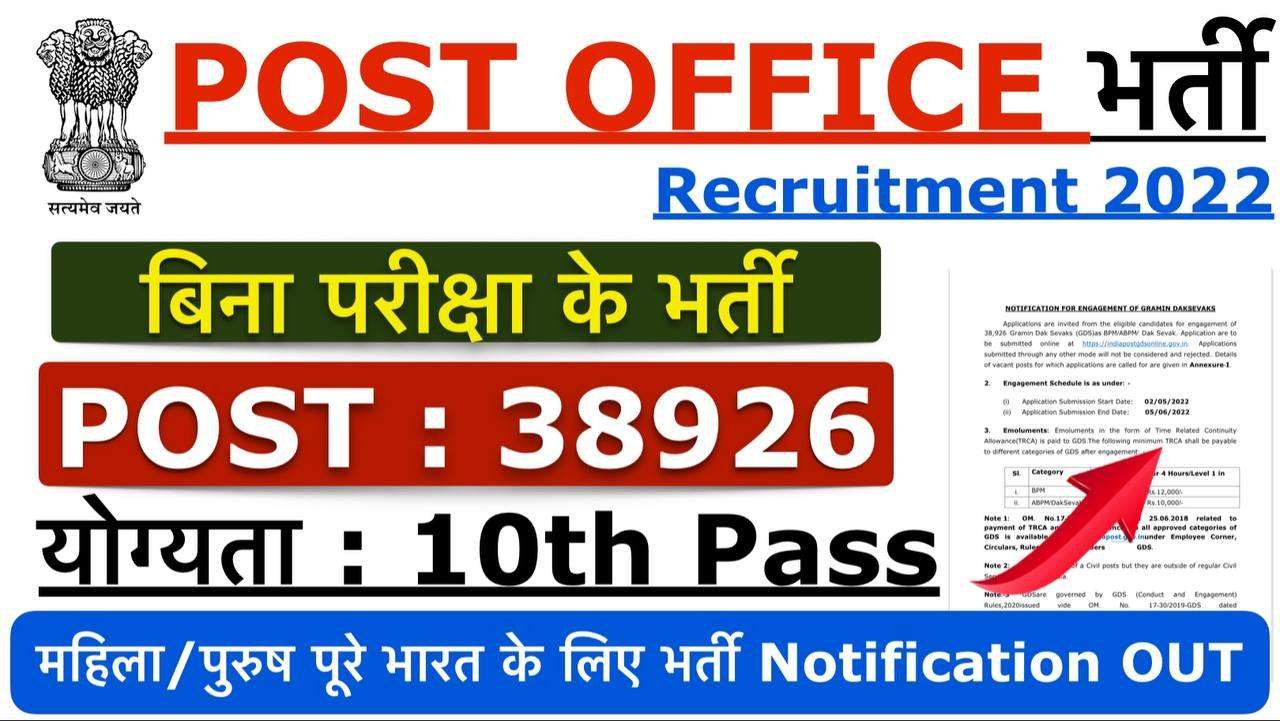 India Post (GDS) Recruitment 2022 | 38926 Vacancy
