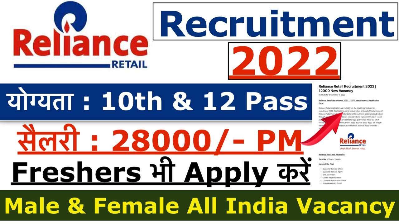 Reliance Retail Recruitment 2022 | 12000 New Vacancy