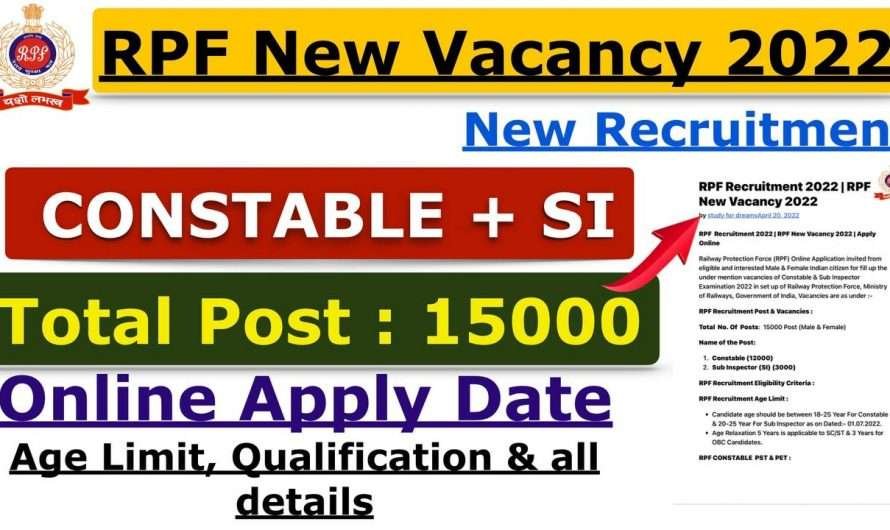 RPF Recruitment 2022 | RPF New Vacancy 2022 > Apply Now