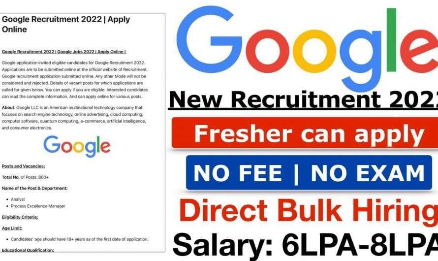 Google Recruitment 2022 | Apply Online