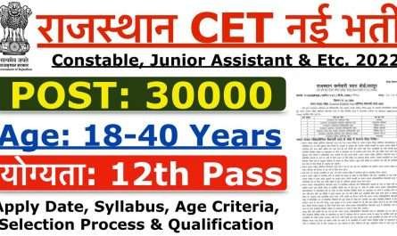 Rajasthan CET Recruitment 2022