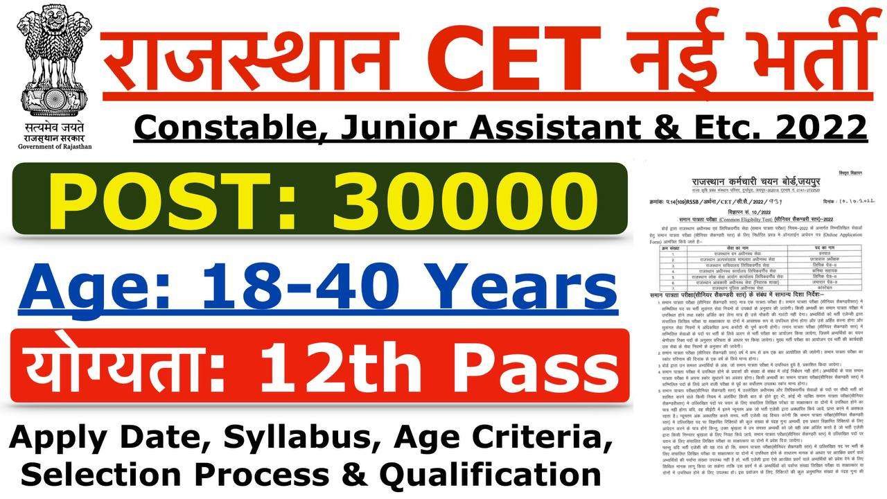Rajasthan CET Recruitment 2022