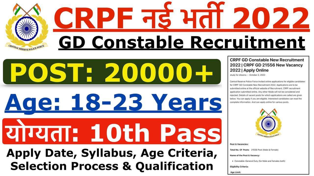 CRPF GD New Recruitment 2022