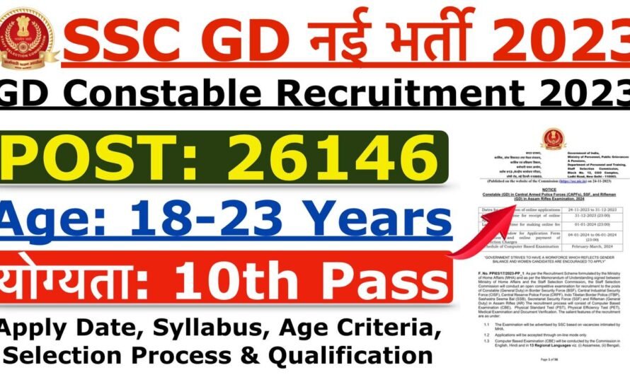 SSC GD Recruitment 2023-24 >> Notification
