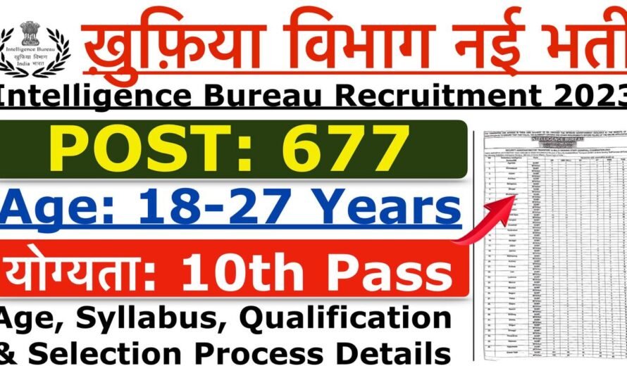 Intelligence Bureau Recruitment 2023 > 10th Pass All India