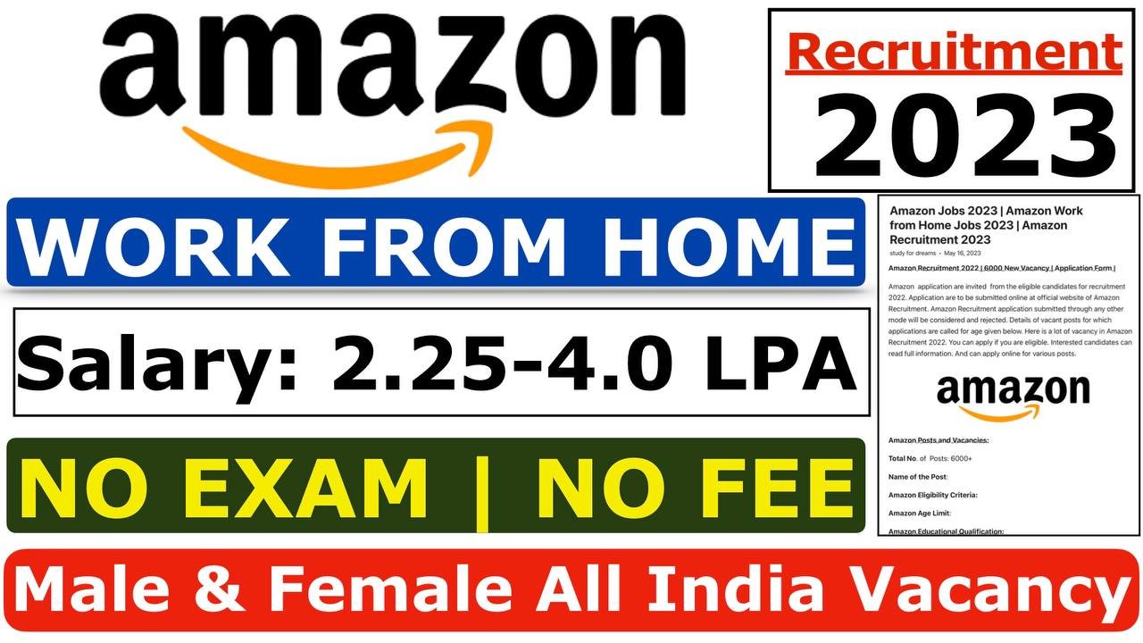 Amazon Work from Home 2023 >> 12th Pass Job All India Study For Dreams