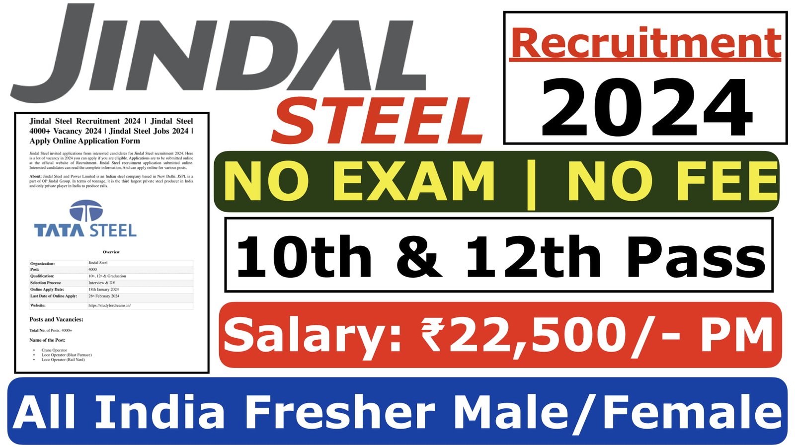 Jindal Steel Recruitment 2024
