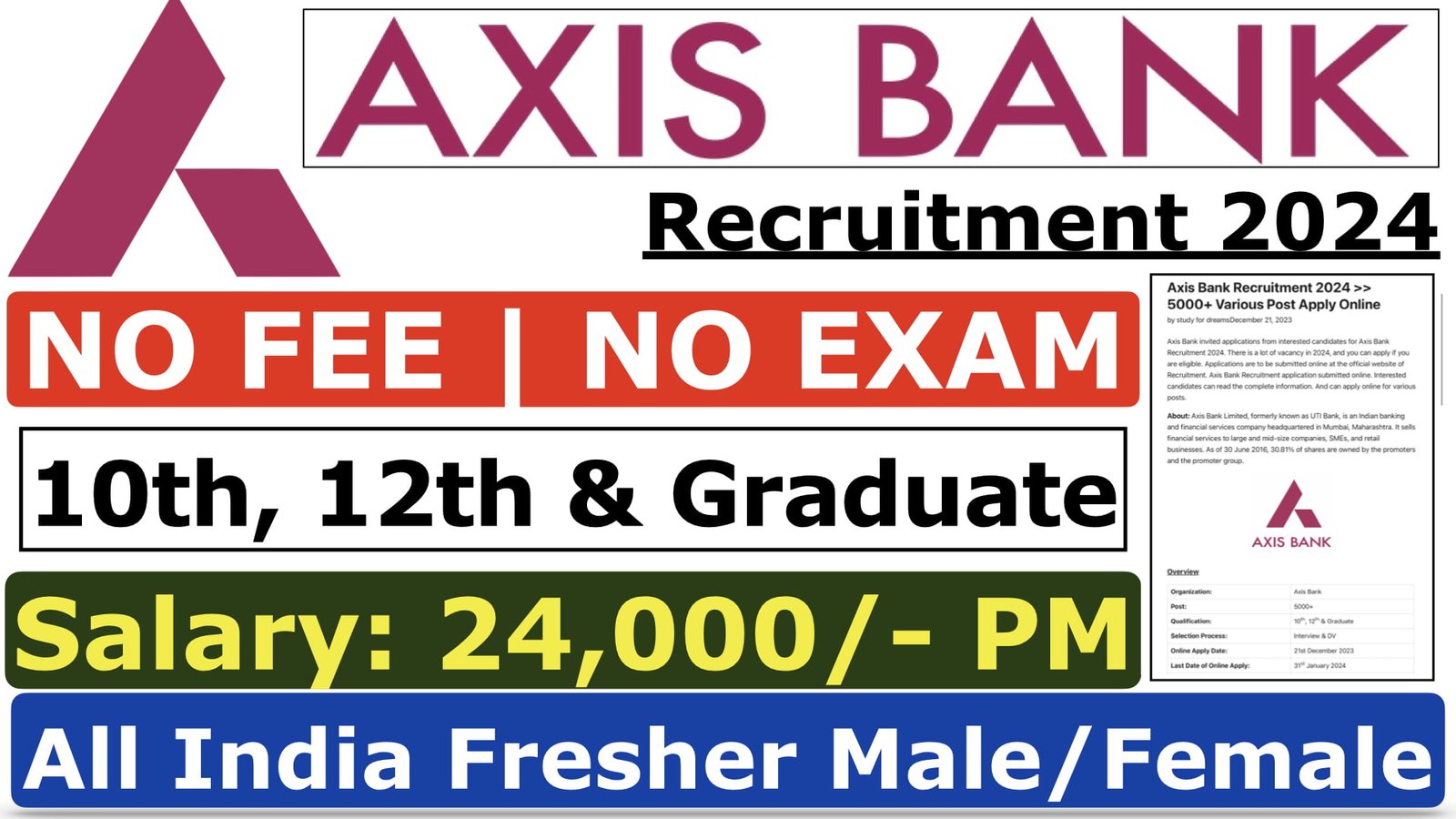 Axis Bank New Recruitment 2024