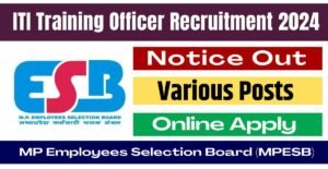 MPESB ITI Training Officer Recruitment