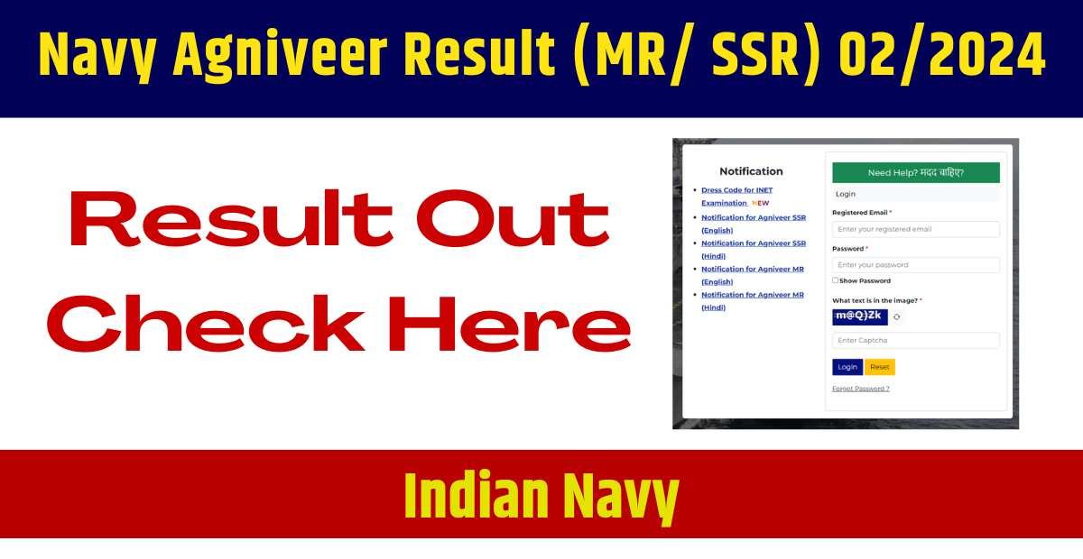 Navy Agniveer SSR MR Result 2024 Out