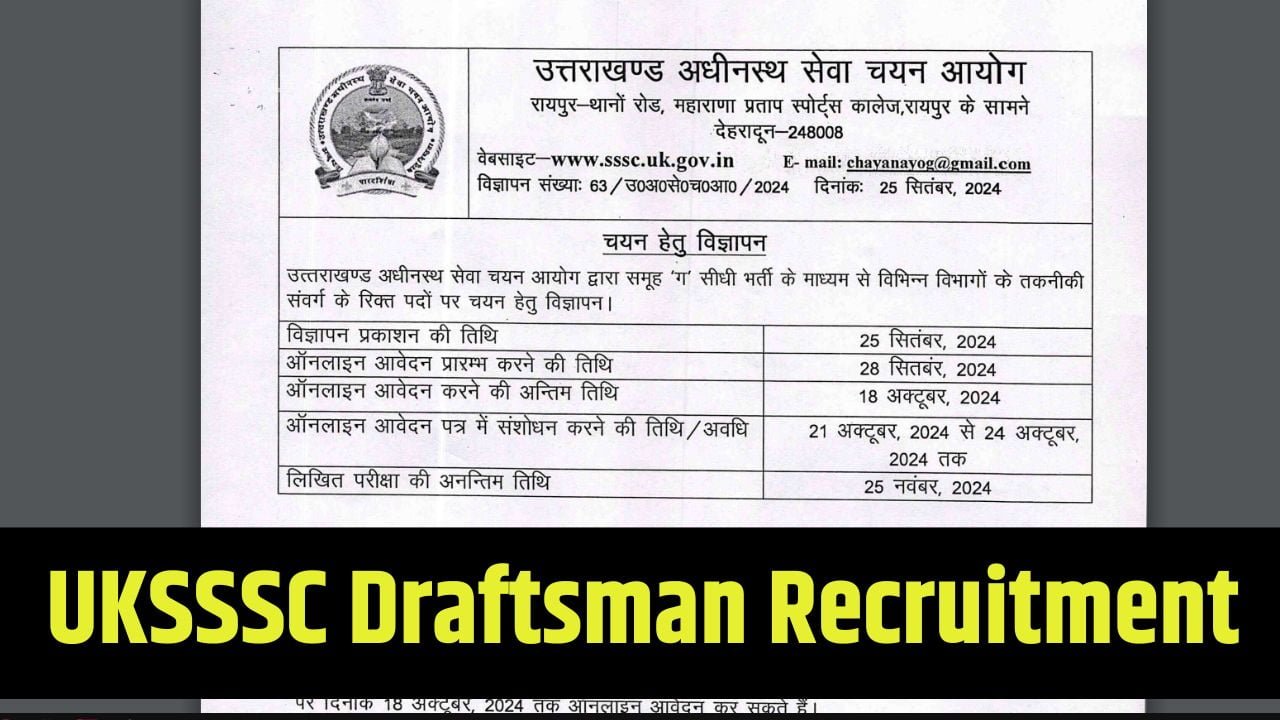 UKSSSC Draftsman Recruitment