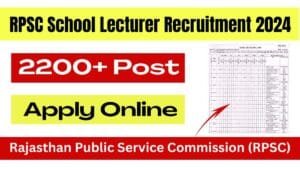 RPSC School Lecturer Recruitment 2024