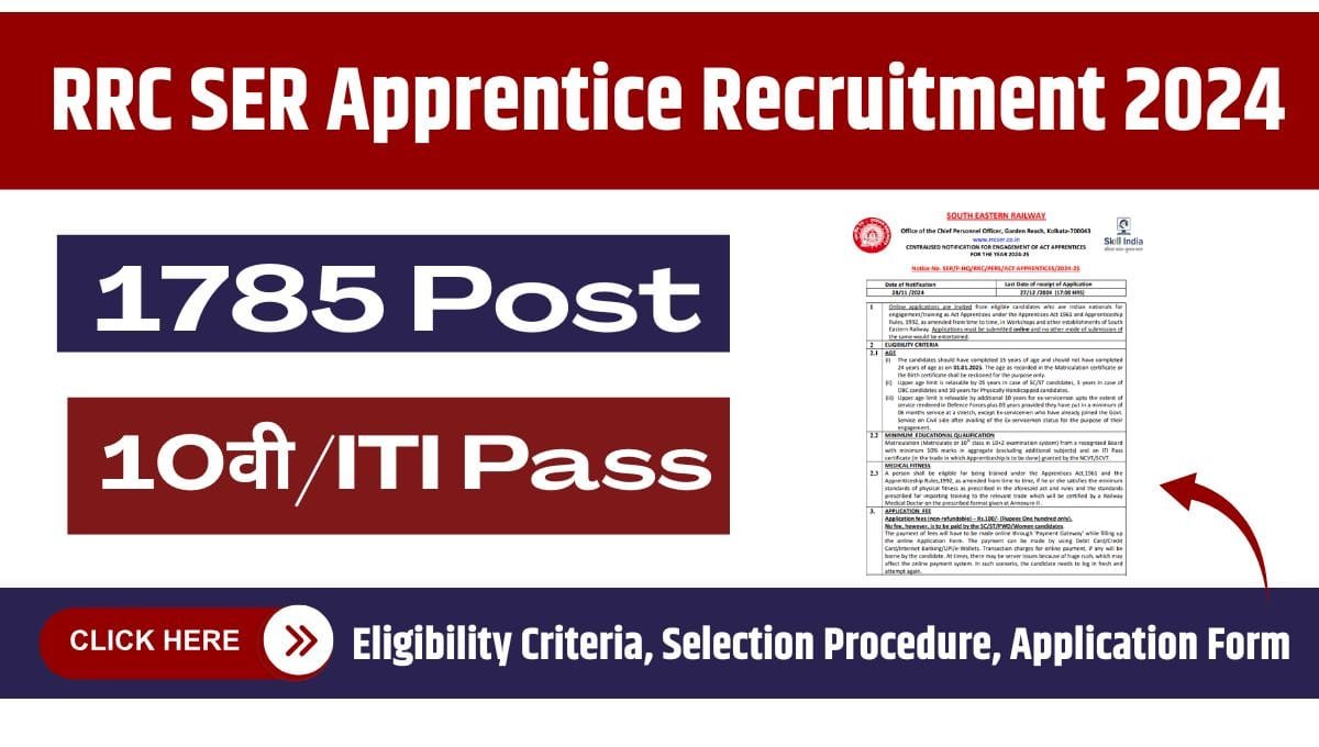 RRC SER Kolkata Apprentice Recruitment 2024