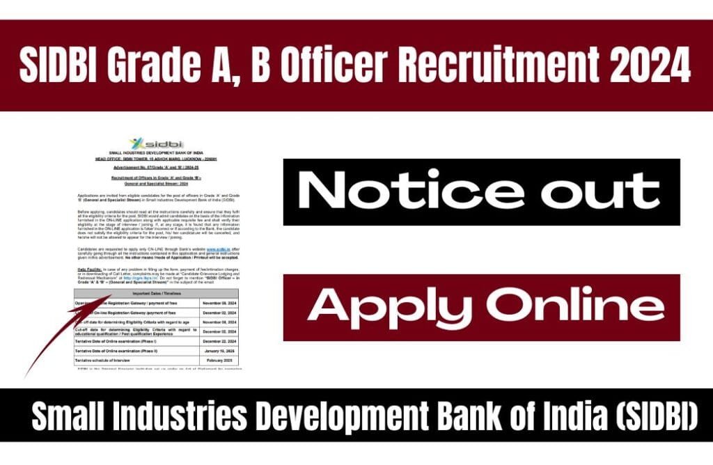 SIDBI Grade A, B Officer Recruitment 2024 Notice Out, Eligibility ...