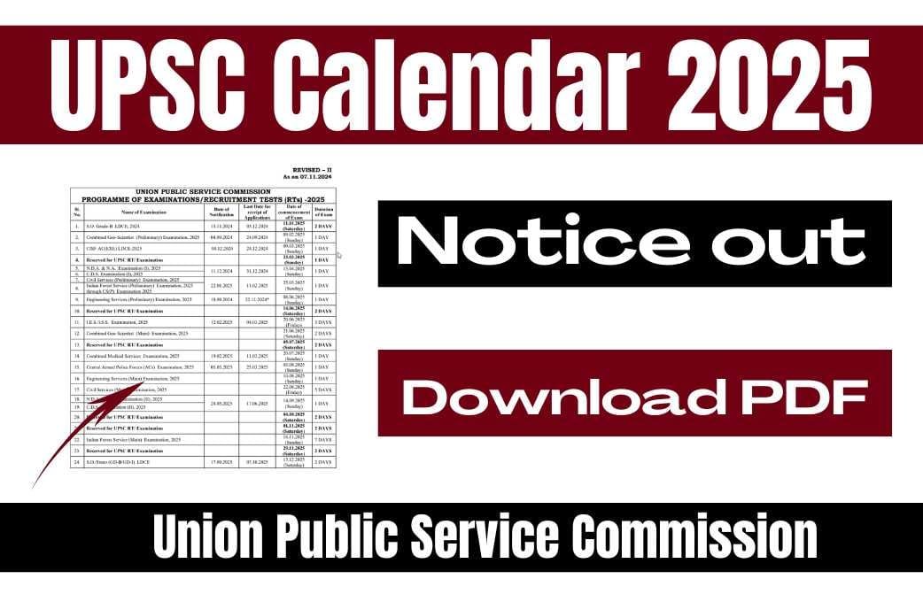 UPSC Calendar 2025