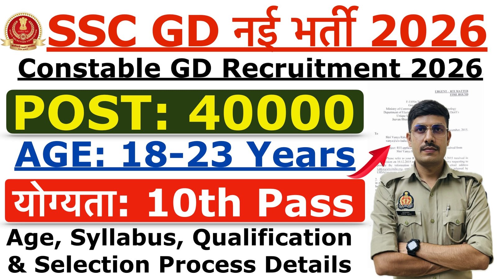 SSC GD 2025-26 new vacancy