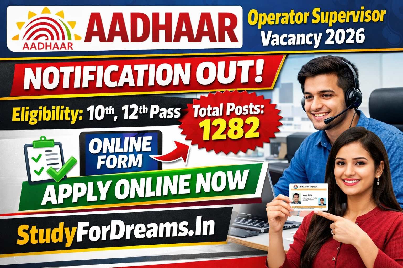 Aadhaar Operator Supervisor Vacancy 2026 Notification And Apply Online Form