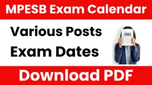 MPESB Exam Calendar 2026