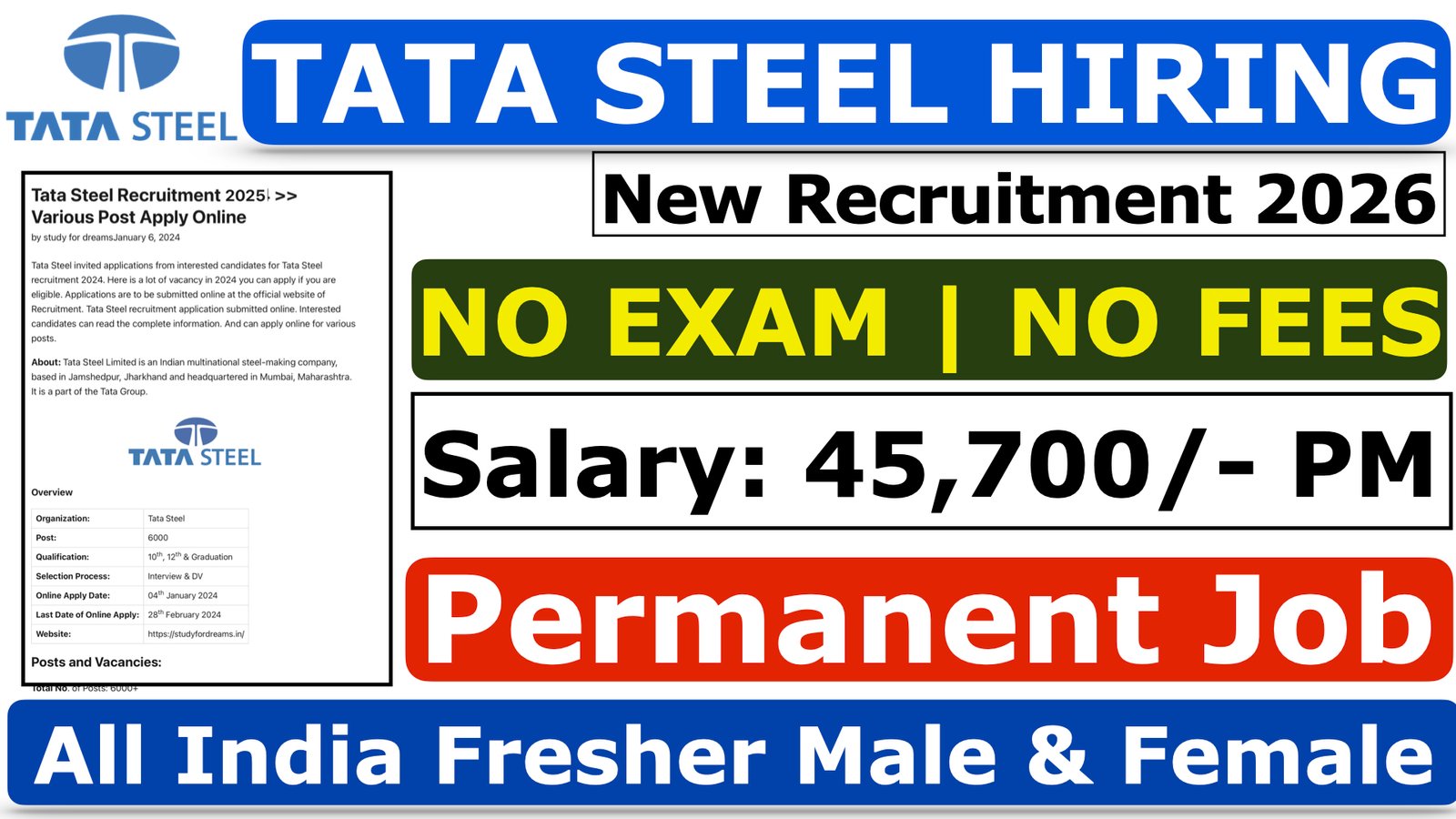 Tata Steel Recruitment 2026