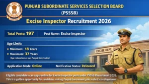 PSSSB Excise Inspector Recruitment 2026