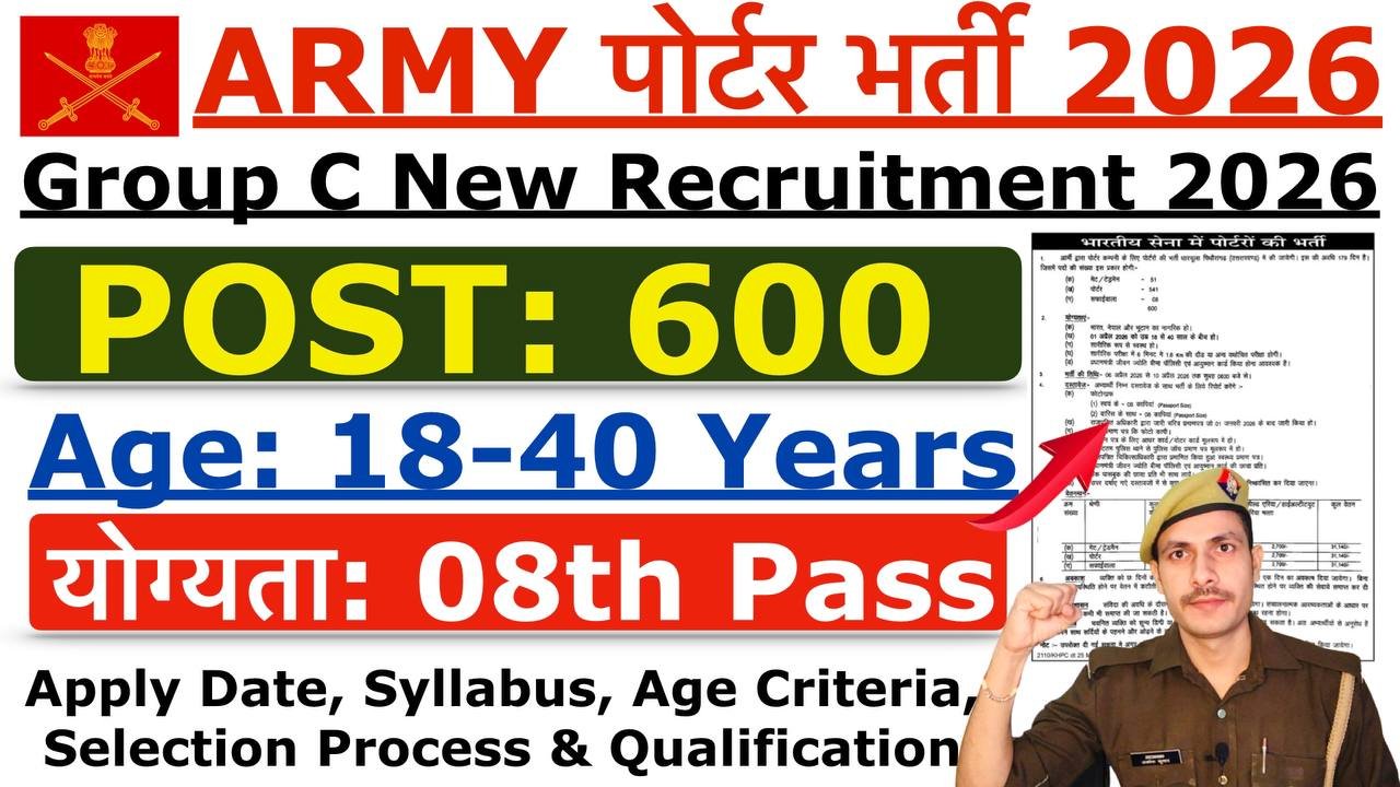 Army Porter Vacancy 2026