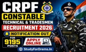 CRPF Constable Technical & Tradesmen Recruitment 2026