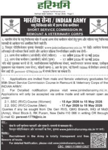 Indian Army RVC Recruitment 2026
