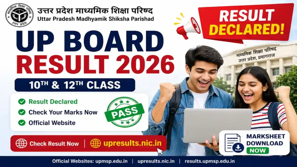 UP Board Result 2026 UPMSP 10th 12th Class Result