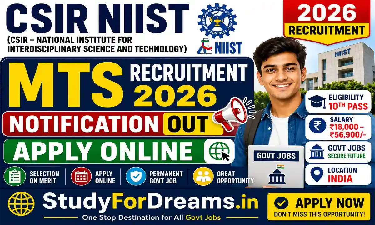 CSIR NIIST MTS Recruitment 2026 Notification Out Apply Online For 10th Pass Posts