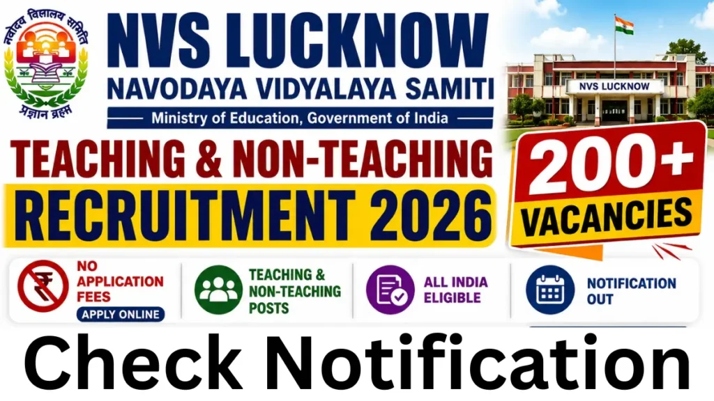 NVS Lucknow Teaching & Non-Teaching Recruitment 2026: Notification Out & Apply Online