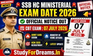 SSB Head Constable Ministerial Exam Date 2026 Out, CBT Exam on 07 July