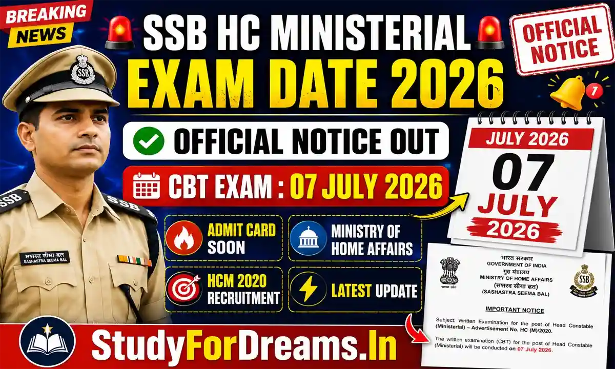 SSB Head Constable Ministerial Exam Date 2026 Out, CBT Exam on 07 July
